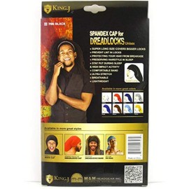 King.J Super Long Unisex Spandex Cap for Dreadlocks (Black)