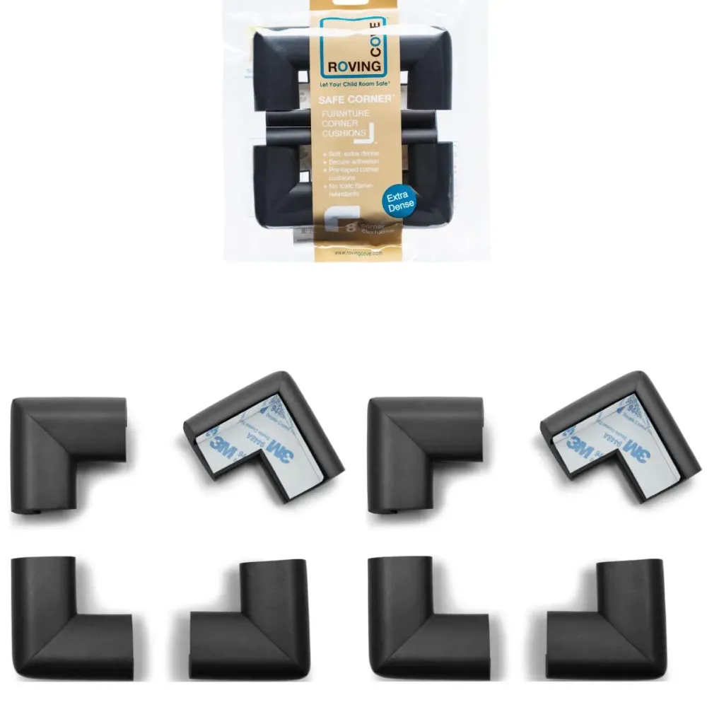 Roving Cove HeftyFit Corner Protector for Baby (8 Large Corners), Heavy-Duty Soft Rubber Foam Furniture Corner Bumper Guards, 3M Adhesive Pre-Taped, Onyx Black Roving Cove HeftyFit Corner Protector for Baby (8 Large Corners), Heavy-Duty Soft Rubber Foam Furniture Corner Bumper Guards, 3M Adhesive Pre-Taped, Onyx Black