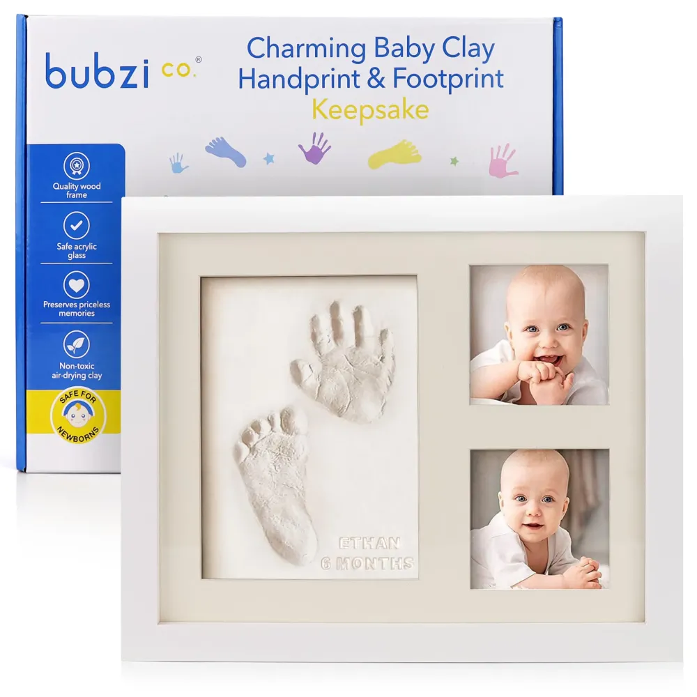 Bubzi Co Baby Footprint Kit, Baby Foot and Hand Print Kit, Baby Keepsake Frame, Nursery Pictures Frames, Hand Print Mold Kit, New Mom Gifts, Baby Newborn Essentials Must Haves, Baby Shower Gifts Bubzi Co Baby Footprint Kit, Baby Foot and Hand Print Kit, Baby Keepsake Frame, Nursery Pictures Frames, Hand Print Mold Kit, New Mom Gifts, Baby Newborn Essentials Must Haves, Baby Shower Gifts