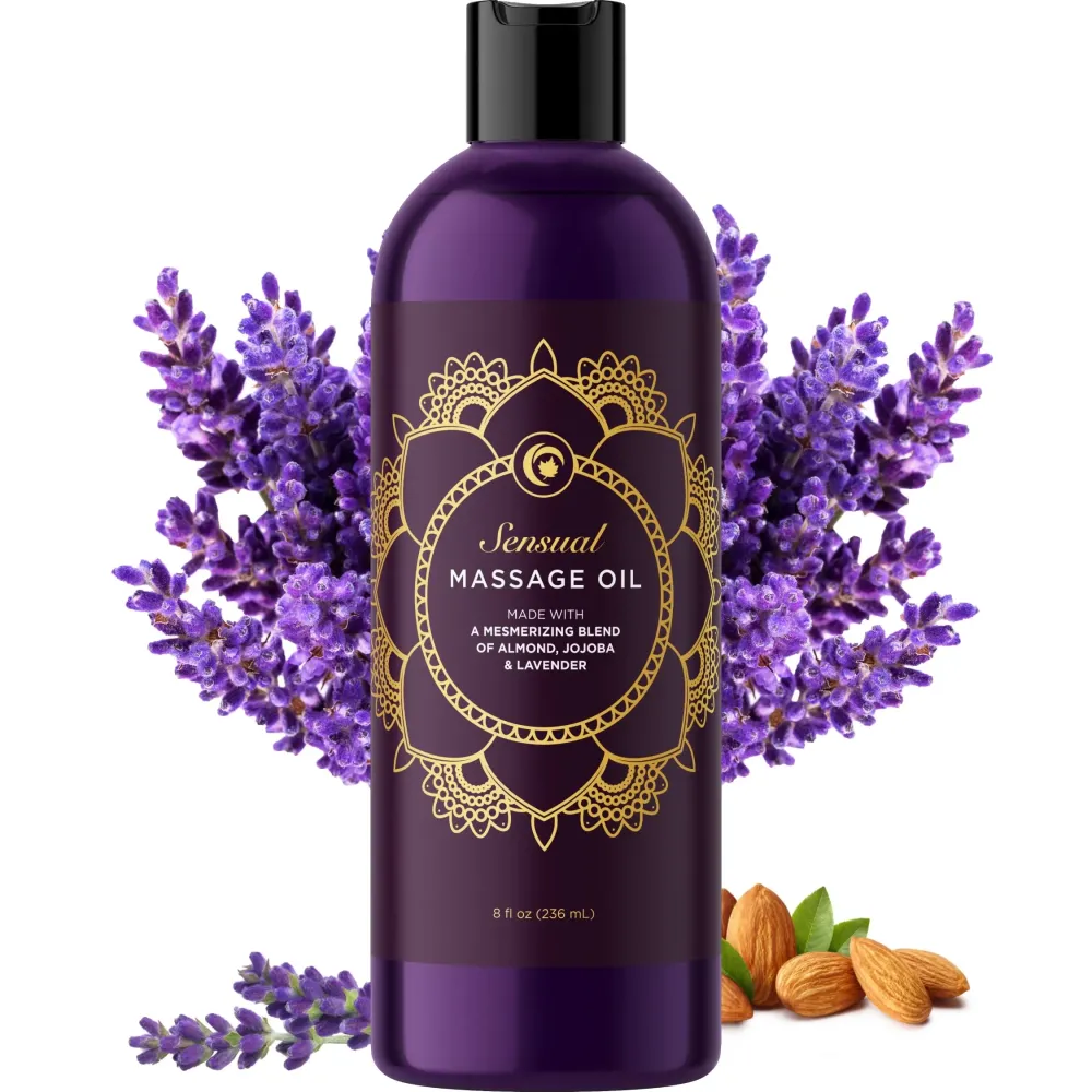 Aromatherapy Sensual Massage Oil for Couples - Relaxing Lavender Massaging Oil for Massage Therapy with Vitamin E Jojoba & Sweet Almond - Naturally Scented Vegan Non GMO & Gluten Free (8 Fl Oz) Aromatherapy Sensual Massage Oil for Couples - Relaxing Lavender Massaging Oil for Massage Therapy with Vitamin E Jojoba & Sweet Almond - Naturally Scented Vegan Non GMO & Gluten Free (8 Fl Oz)