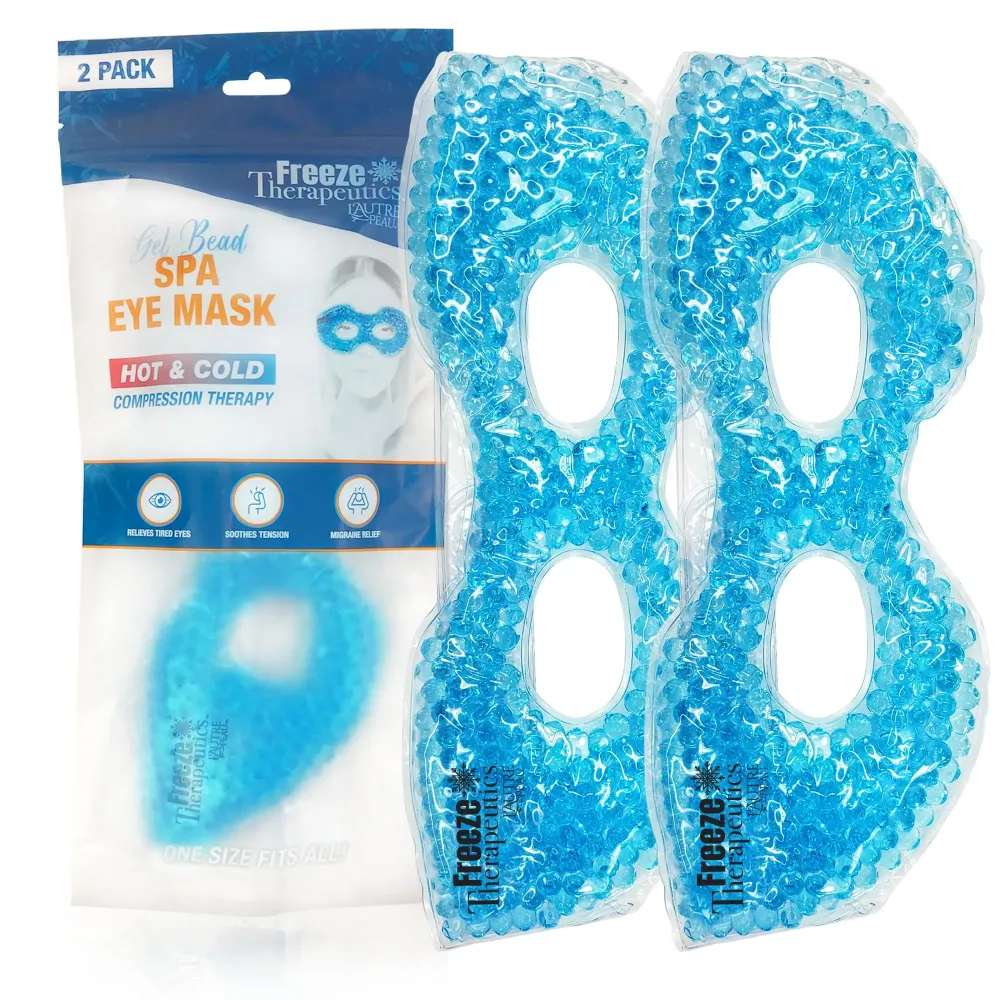 USA Merchant - 2 Redesigned Therapeutic Spa Gel Bead Eye Masks - Hot/Cold Reusable Ice Packs with Flexible Beads - Compress Therapy for Puffy Eyes, Dark Circles, Headaches, Migraines, Stress Relief USA Merchant - 2 Redesigned Therapeutic Spa Gel Bead Eye Masks - Hot/Cold Reusable Ice Packs with Flexible Beads - Compress Therapy for Puffy Eyes, Dark Circles, Headaches, Migraines, Stress Relief