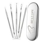 BESTOPE Blackhead Remover Blackhead Removal Pimple Comedone Extractor Tool - Treatment for Blemish Whitehead Popping Zit Removing with Metal Case (Silver)