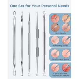 BESTOPE Blackhead Remover Blackhead Removal Pimple Comedone Extractor Tool - Treatment for Blemish Whitehead Popping Zit Removing with Metal Case (Silver)