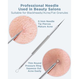 BESTOPE Blackhead Remover Blackhead Removal Pimple Comedone Extractor Tool - Treatment for Blemish Whitehead Popping Zit Removing with Metal Case (Silver)