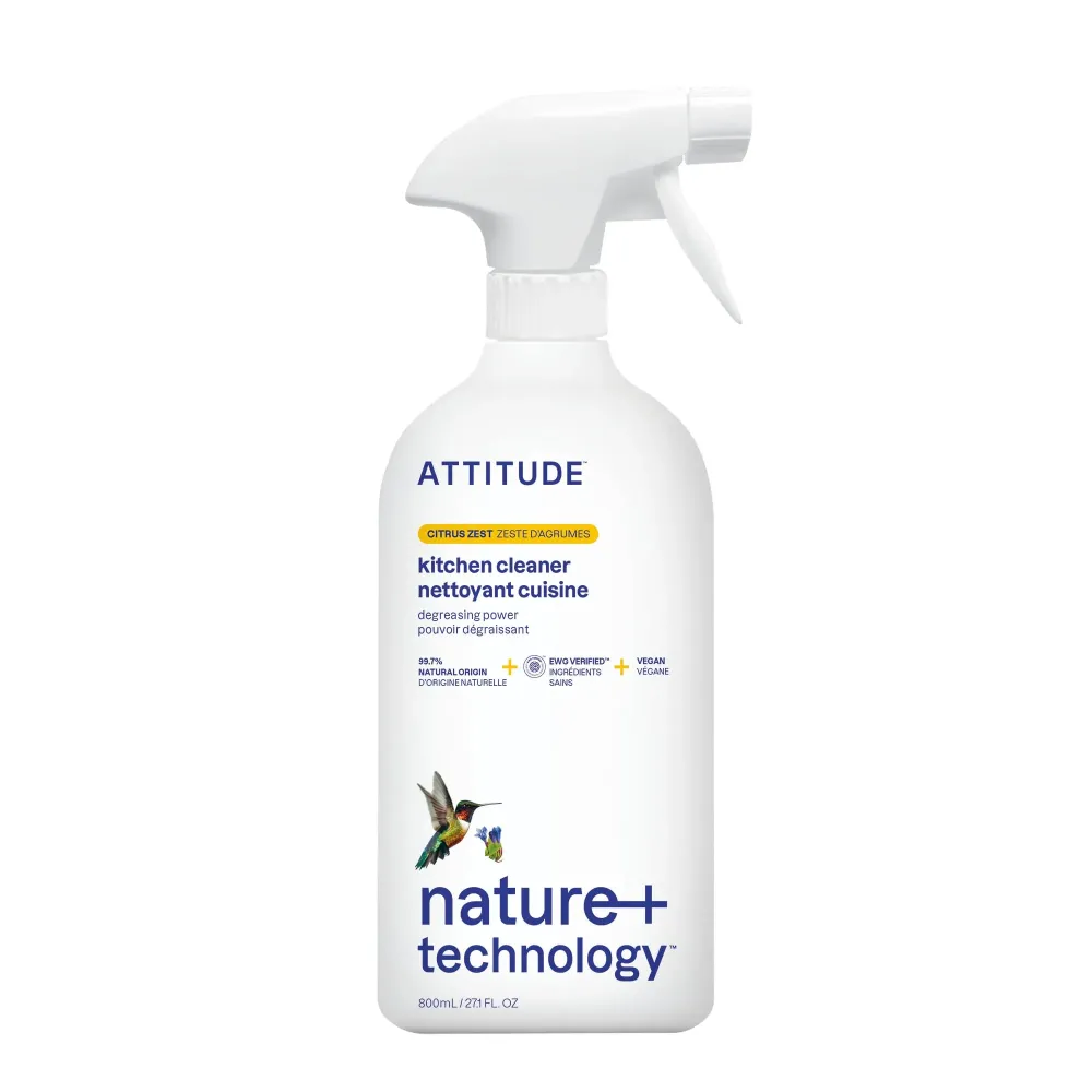 ATTITUDE Kitchen Cleaner, EWG Verified, Advanced Degreasing Power, Plant and Mineral-Based, Vegan, Citrus Zest, 27.1 Fl Oz ATTITUDE Kitchen Cleaner, EWG Verified, Advanced Degreasing Power, Plant and Mineral-Based, Vegan, Citrus Zest, 27.1 Fl Oz