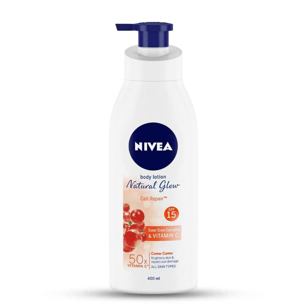 Nivea Natural Glow Cell Repair Body Lotion | With SPF 15 and 50X Vitamin C | 13.52 Fl Oz | Pack of 1 Nivea Natural Glow Cell Repair Body Lotion | With SPF 15 and 50X Vitamin C | 13.52 Fl Oz | Pack of 1