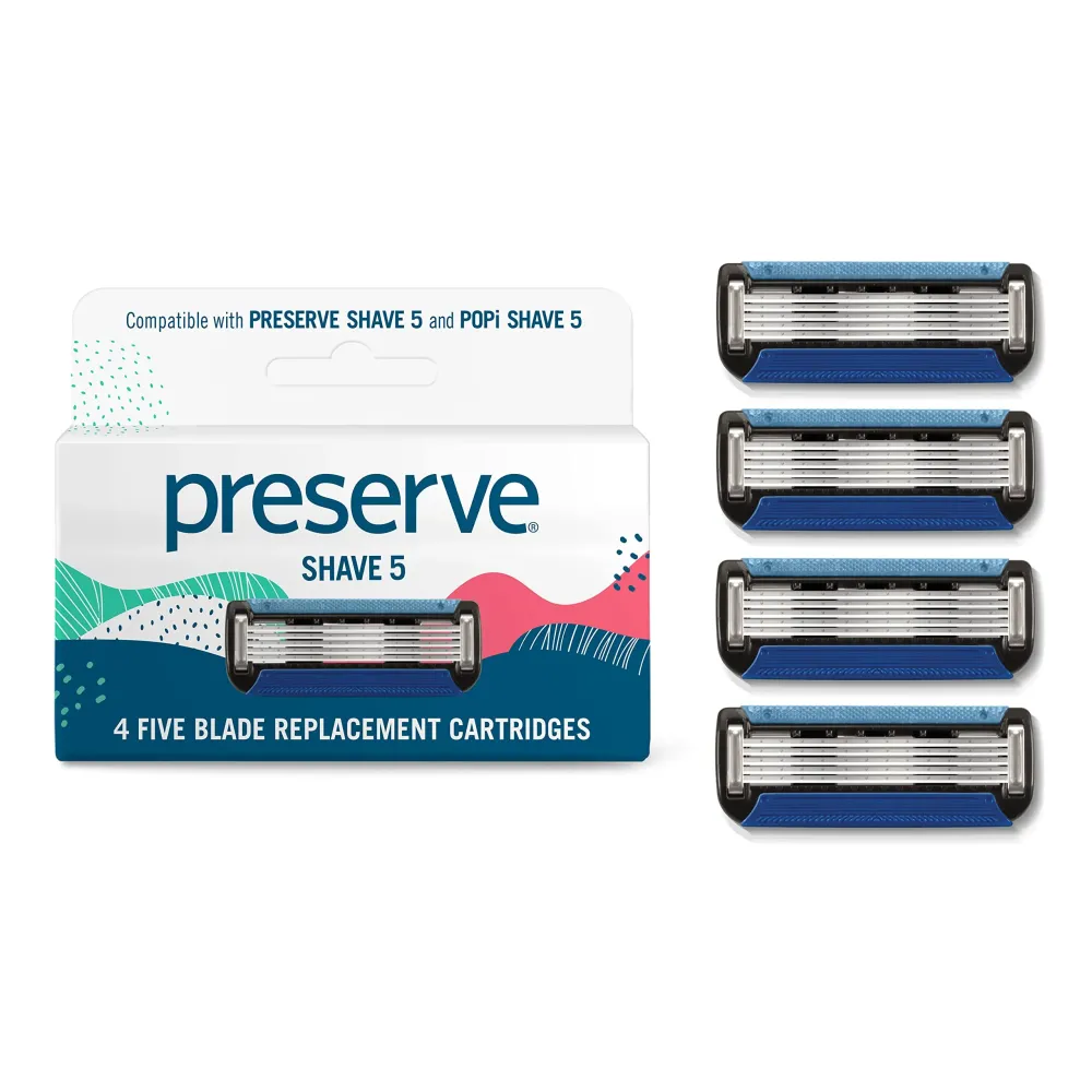 Preserve Five Blade Replacement Cartridges for Shave 5 Recycled Razor, 4 Count Preserve Five Blade Replacement Cartridges for Shave 5 Recycled Razor, 4 Count