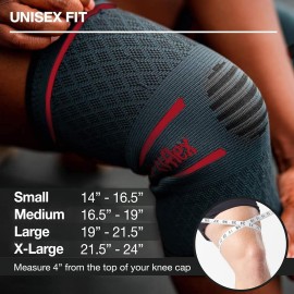 UFlex Athletics Compression Knee Brace for Women & Men Neoprene Knee Sleeves Support for Sports, Running, Weightlifting, Arthritis, Meniscus Tear, ACL, Hiking, Recovery Support & Fitness Large Red UFlex Athletics Compression Knee Brace for Women & Men Neoprene Knee Sleeves Support for Sports, Running, Weightlifting, Arthritis, Meniscus Tear, ACL, Hiking, Recovery Support & Fitness Large Red