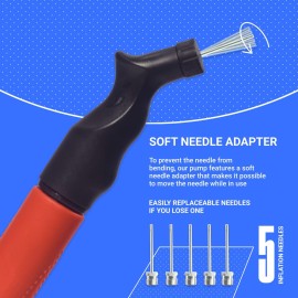 SPORTBIT Ball Pump for Sports Balls - Push & Pull Inflating System - Hand Pump for All Exercise Balls - Volleyball Pump, Basketball Inflator, Football & Soccer Ball Air Pump - Goes with 5 Needles Set SPORTBIT Ball Pump for Sports Balls - Push & Pull Inflating System - Hand Pump for All Exercise Balls - Volleyball Pump, Basketball Inflator, Football & Soccer Ball Air Pump - Goes with 5 Needles Set
