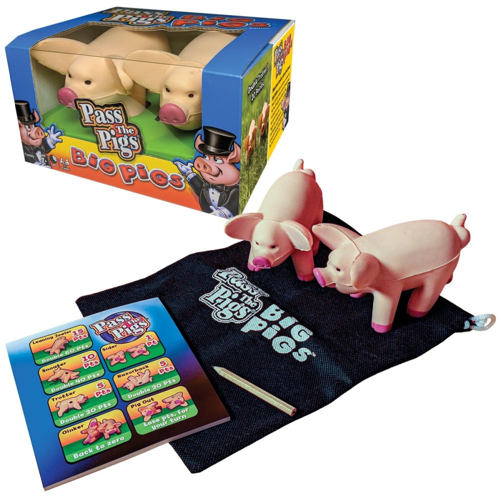 Pass The Pigs Big Pigs by Winning Moves Games USA, Hysterical Pig-Dice Rolling Game with Oversized Foam Pigs for 2 to 4 Players, Ages 8 + Pass The Pigs Big Pigs by Winning Moves Games USA, Hysterical Pig-Dice Rolling Game with Oversized Foam Pigs for 2 to 4 Players, Ages 8 +