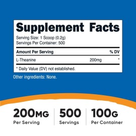 Nutricost L-Theanine Powder 100 Grams - Gluten Free & Non-GMO Nutricost L-Theanine Powder 100 Grams - Gluten Free & Non-GMO
