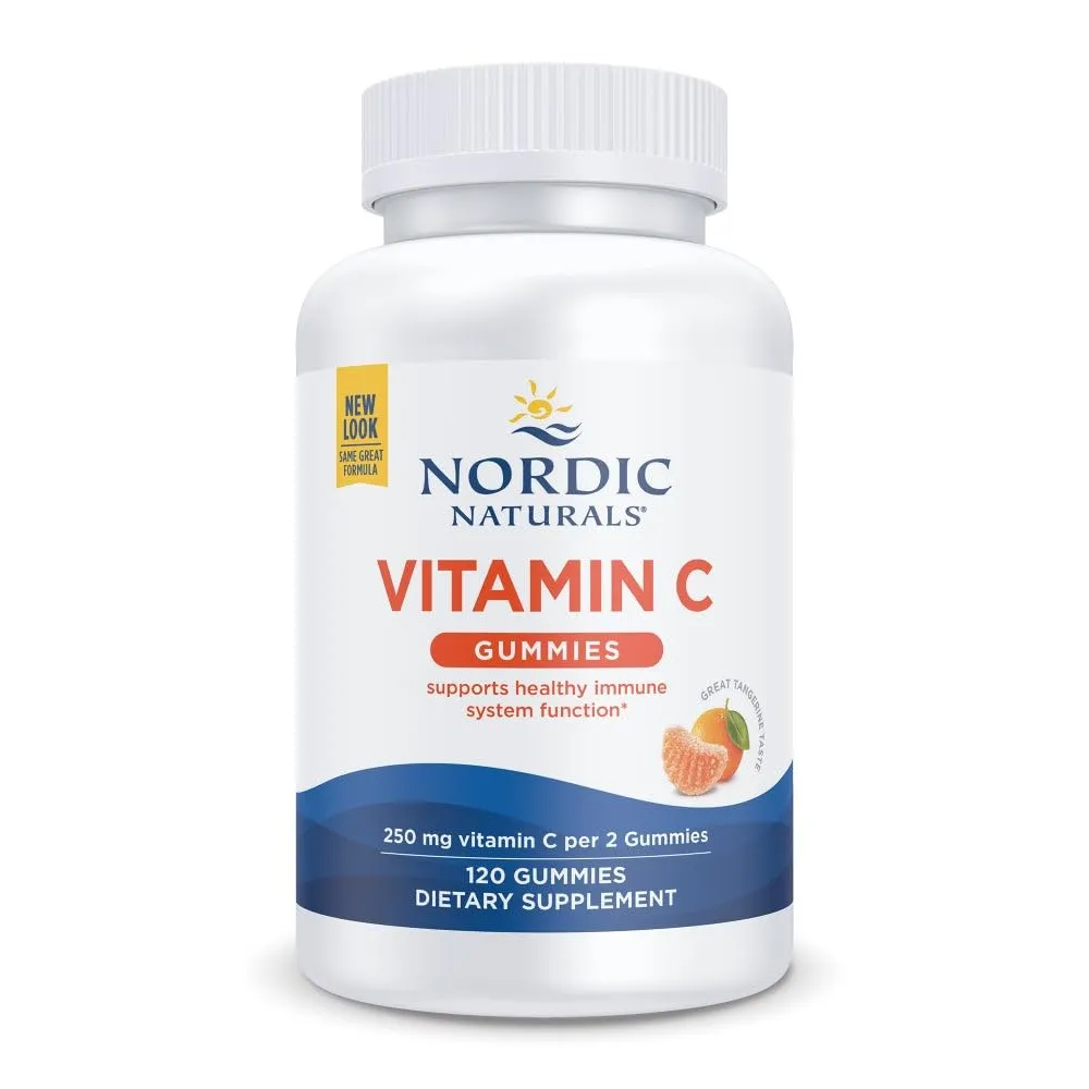 Nordic Naturals Vitamin C Gummies, Tart Tangerine - 120 Gummies - 250 mg Vitamin C - Immune Support, Antioxidant Protection, Child Growth & Development - Non-GMO, Vegan - 60 Servings Nordic Naturals Vitamin C Gummies, Tart Tangerine - 120 Gummies - 250 mg Vitamin C - Immune Support, Antioxidant Protection, Child Growth & Development - Non-GMO, Vegan - 60 Servings