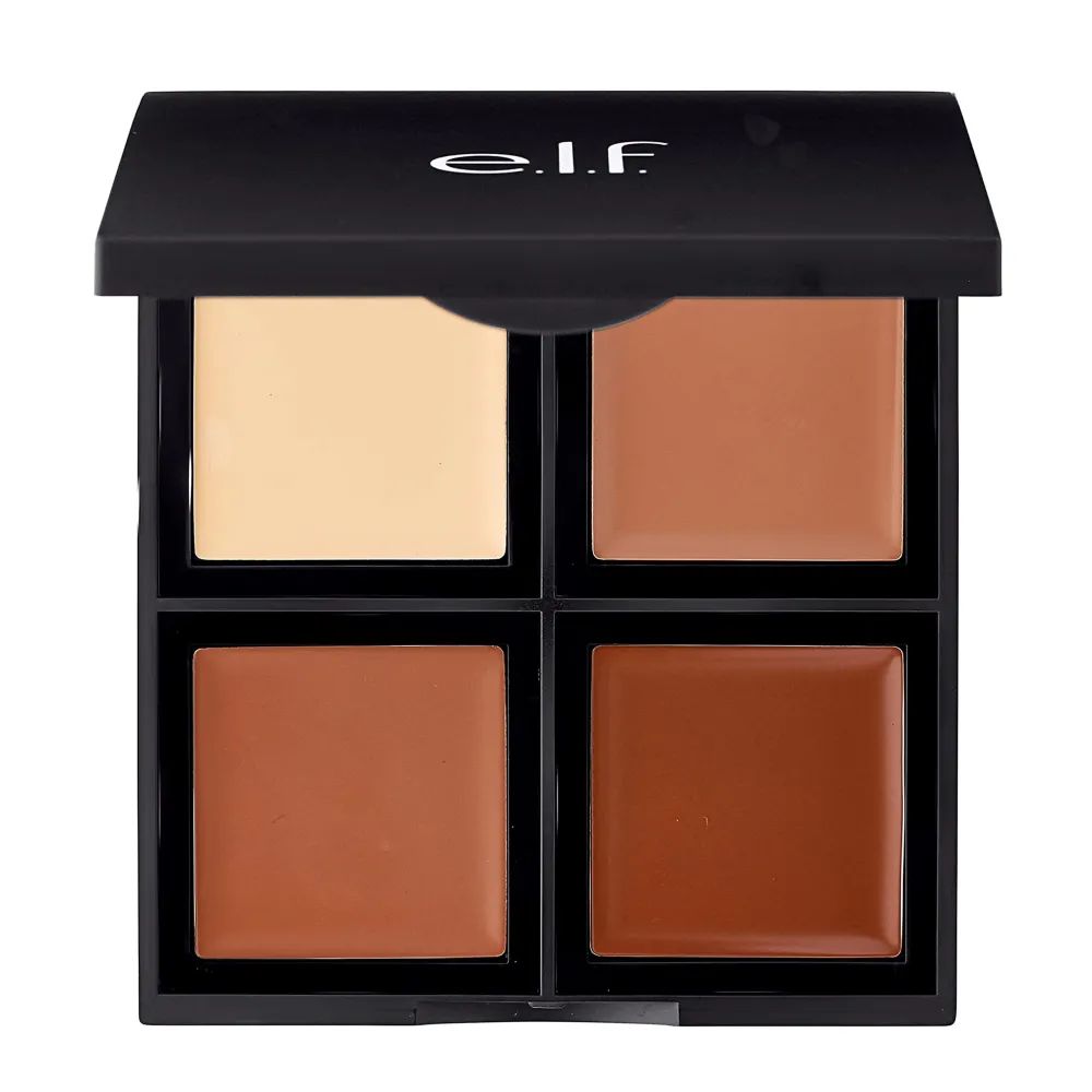 e.l.f. Cream Contour Palette, 4 Shades, Easy to Apply, Blendable, Buildable, Highlights, Contours, Sculpts, Sharpens, Bronzes, Compact, All-Day Wear, Travel-Friendly, 0.43 Oz