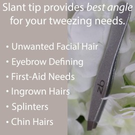 Zizzili Basics Tweezers - Surgical Grade Stainless Steel - Slant Tip for Expert Eyebrow Shaping and Facial Hair Removal - with Bonus Protective Pouch - Best Tweezer for Men and Women Zizzili Basics Tweezers - Surgical Grade Stainless Steel - Slant Tip for Expert Eyebrow Shaping and Facial Hair Removal - with Bonus Protective Pouch - Best Tweezer for Men and Women