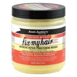 Aunt Jackie\'s Flaxseed Recipes Fix My Hair, Intensive Repair Conditioning Masque, Helps Prevent and Repair Damaged Hair, 15 Ounce jar