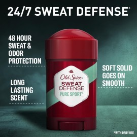 Old Spice Sweat Defense Antiperspirant & Deodorant for Men, 24/7 Ultimate Sweat Protection, Long Lasting Scent, Soft Solid, Pure Sport Scent, 2.6 oz Old Spice Sweat Defense Antiperspirant & Deodorant for Men, 24/7 Ultimate Sweat Protection, Long Lasting Scent, Soft Solid, Pure Sport Scent, 2.6 oz
