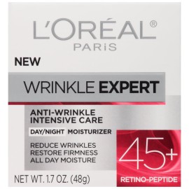 L\'Oreal Paris Wrinkle Expert 45+ Anti-Aging Face Moisturizer with Retino-Peptide, Non-Greasy, Suitable for Sensitive Skin, 1.7 fl. Oz L\'Oreal Paris Wrinkle Expert 45+ Anti-Aging Face Moisturizer with Retino-Peptide, Non-Greasy, Suitable for Sensitive Skin, 1.7 fl. Oz