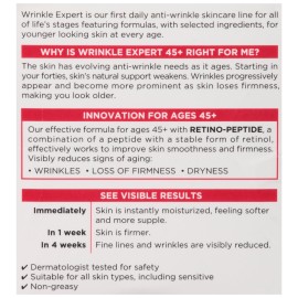 L\'Oreal Paris Wrinkle Expert 45+ Anti-Aging Face Moisturizer with Retino-Peptide, Non-Greasy, Suitable for Sensitive Skin, 1.7 fl. Oz L\'Oreal Paris Wrinkle Expert 45+ Anti-Aging Face Moisturizer with Retino-Peptide, Non-Greasy, Suitable for Sensitive Skin, 1.7 fl. Oz