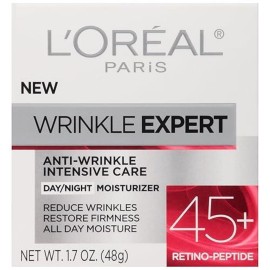 L\'Oreal Paris Wrinkle Expert 45+ Anti-Aging Face Moisturizer with Retino-Peptide, Non-Greasy, Suitable for Sensitive Skin, 1.7 fl. Oz L\'Oreal Paris Wrinkle Expert 45+ Anti-Aging Face Moisturizer with Retino-Peptide, Non-Greasy, Suitable for Sensitive Skin, 1.7 fl. Oz