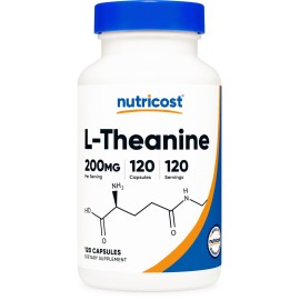 Nutricost L-Theanine 200mg, 120 Capsules, Double Strength - Non-GMO, Gluten Free