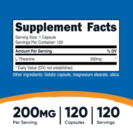 Nutricost L-Theanine 200mg, 120 Capsules, Double Strength - Non-GMO, Gluten Free Nutricost L-Theanine 200mg, 120 Capsules, Double Strength - Non-GMO, Gluten Free