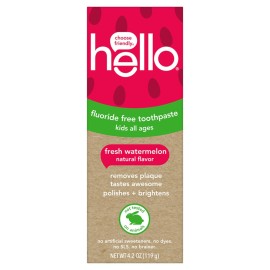 hello Fresh Watermelon Fluoride Free Kids Toothpaste, 4.2 Oz Tube hello Fresh Watermelon Fluoride Free Kids Toothpaste, 4.2 Oz Tube