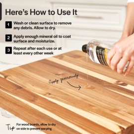 Thirteen Chefs Mineral Oil - 12oz Food Grade Conditioner for Wood Cutting Board, Countertop & Butcher Block, Lubricant for Knife or Meat Grinder - Safe USP Finish on Marble, Soapstone Thirteen Chefs Mineral Oil - 12oz Food Grade Conditioner for Wood Cutting Board, Countertop & Butcher Block, Lubricant for Knife or Meat Grinder - Safe USP Finish on Marble, Soapstone