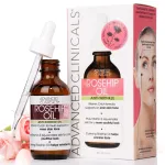 Advanced Clinicals Rosehip Oil For Face With Vitamin E + Botanicals Helps Improve Look Of Dark Spots, Wrinkles, Fine Lines, & Uneven Looking Skin Tone | Moisturizing Skin Care Face Serum, 1.8 Fl Oz