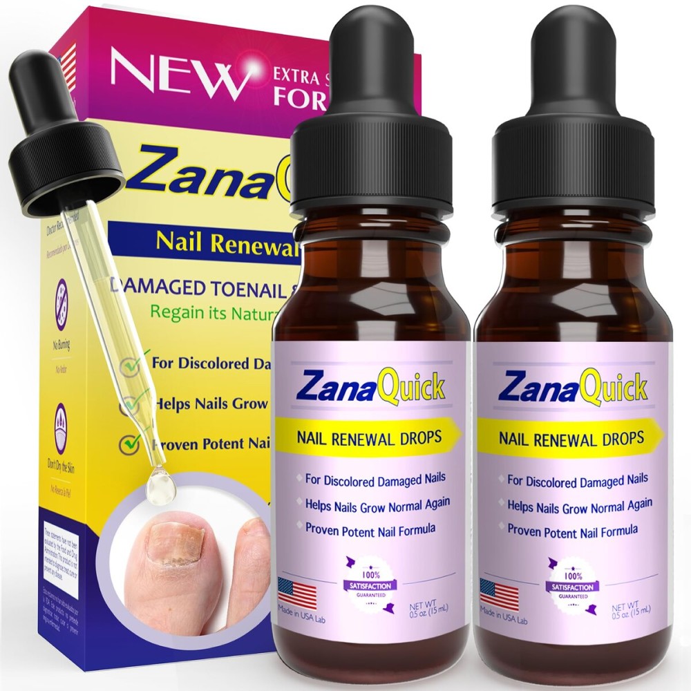 ZanaQuick Extra Strength Toenail & Fingernail Repair Drops - Nail Care Renewal for Thick, Damaged & Discolored Nails - 2 Pack ZanaQuick Extra Strength Toenail & Fingernail Repair Drops - Nail Care Renewal for Thick, Damaged & Discolored Nails - 2 Pack