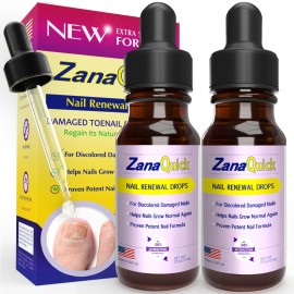 ZanaQuick Extra Strength Toenail & Fingernail Repair Drops - Nail Care Renewal for Thick, Damaged & Discolored Nails - 2 Pack