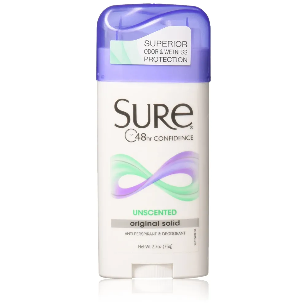 Sure Original Solid Unscented, Anti-Perspirant Deodorant 2.70 oz (Pack Of 3) Sure Original Solid Unscented, Anti-Perspirant Deodorant 2.70 oz (Pack Of 3)