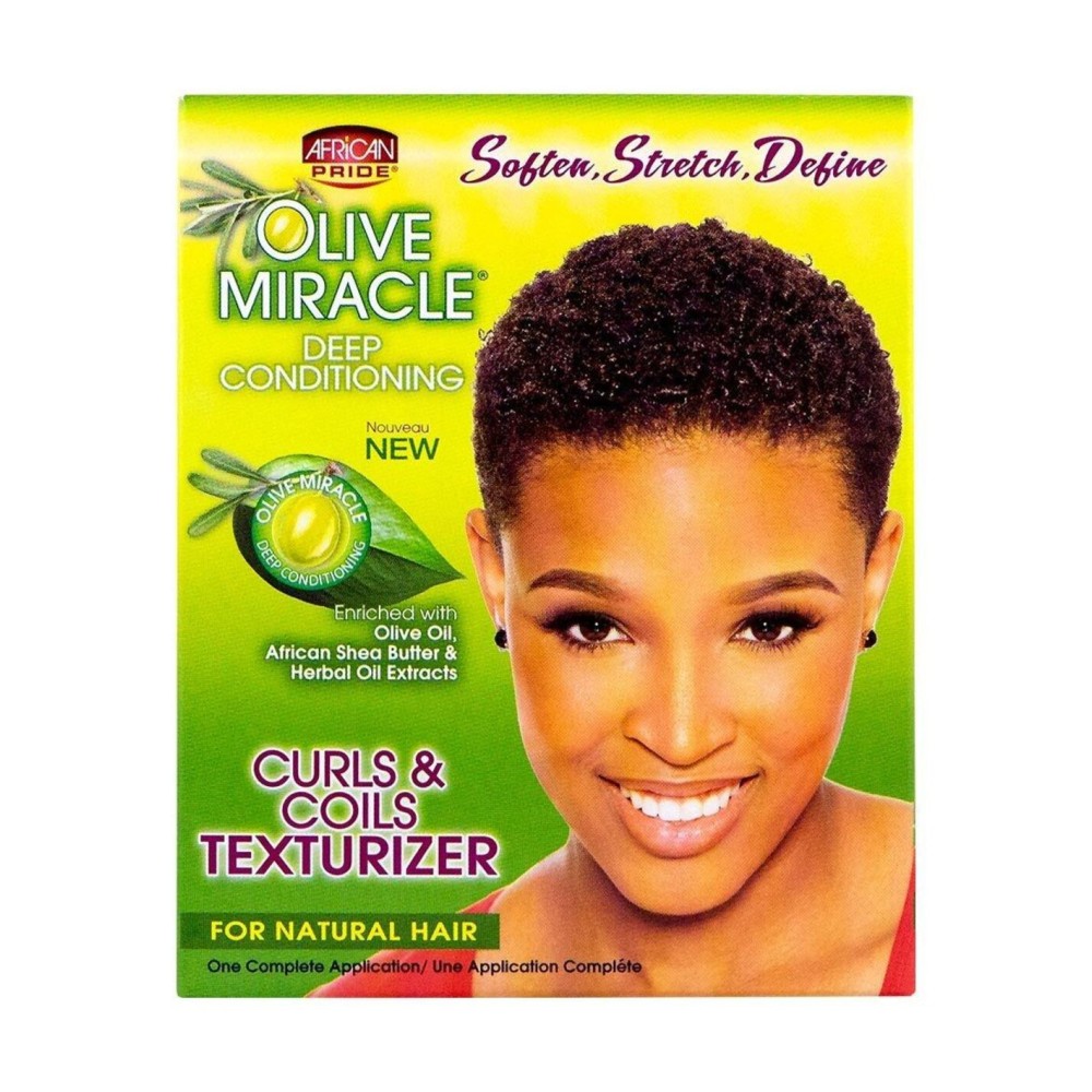 African Pride Olive Miracle Curls & Coils Texturizer - Contains Aloe Vera, Castor Oil & Biotin to Condition & Define Hair, Protect, 1 Kit African Pride Olive Miracle Curls & Coils Texturizer - Contains Aloe Vera, Castor Oil & Biotin to Condition & Define Hair, Protect, 1 Kit