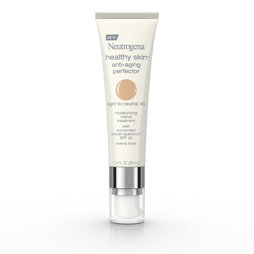Neutrogena Retinol Treatment and Tinted Facial Moisturizer, Healthy Skin Anti-Aging Perfector with Broad Spectrum SPF 20 Sunscreen with Titanium Dioxide, 30 Light to Neutral, 1 fl. oz