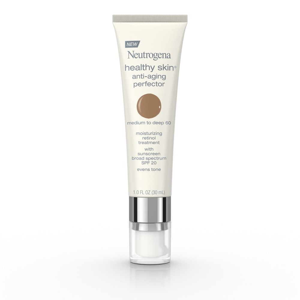 Neutrogena Healthy Skin Anti-Aging Perfector Tinted Facial Moisturizer and Retinol Treatment with Broad Spectrum SPF 20 Sunscreen with Titanium Dioxide, 60 Medium to Deep, 1 fl. oz Neutrogena Healthy Skin Anti-Aging Perfector Tinted Facial Moisturizer and Retinol Treatment with Broad Spectrum SPF 20 Sunscreen with Titanium Dioxide, 60 Medium to Deep, 1 fl. oz