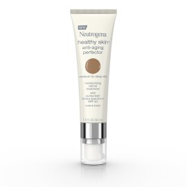 Neutrogena Healthy Skin Anti-Aging Perfector Tinted Facial Moisturizer and Retinol Treatment with Broad Spectrum SPF 20 Sunscreen with Titanium Dioxide, 60 Medium to Deep, 1 fl. oz