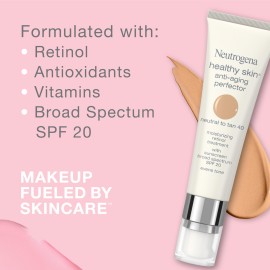 Neutrogena Healthy Skin Anti-Aging Perfector Tinted Facial Moisturizer and Retinol Treatment with Broad Spectrum SPF 20 Sunscreen with Titanium Dioxide, 60 Medium to Deep, 1 fl. oz Neutrogena Healthy Skin Anti-Aging Perfector Tinted Facial Moisturizer and Retinol Treatment with Broad Spectrum SPF 20 Sunscreen with Titanium Dioxide, 60 Medium to Deep, 1 fl. oz