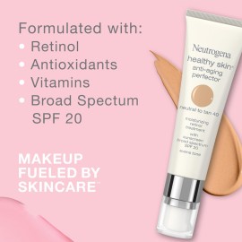 Neutrogena Healthy Skin Anti-Aging Perfector Tinted Facial Moisturizer and Retinol Treatment with Broad Spectrum SPF 20 Sunscreen with Titanium Dioxide, 60 Medium to Deep, 1 fl. oz Neutrogena Healthy Skin Anti-Aging Perfector Tinted Facial Moisturizer and Retinol Treatment with Broad Spectrum SPF 20 Sunscreen with Titanium Dioxide, 60 Medium to Deep, 1 fl. oz
