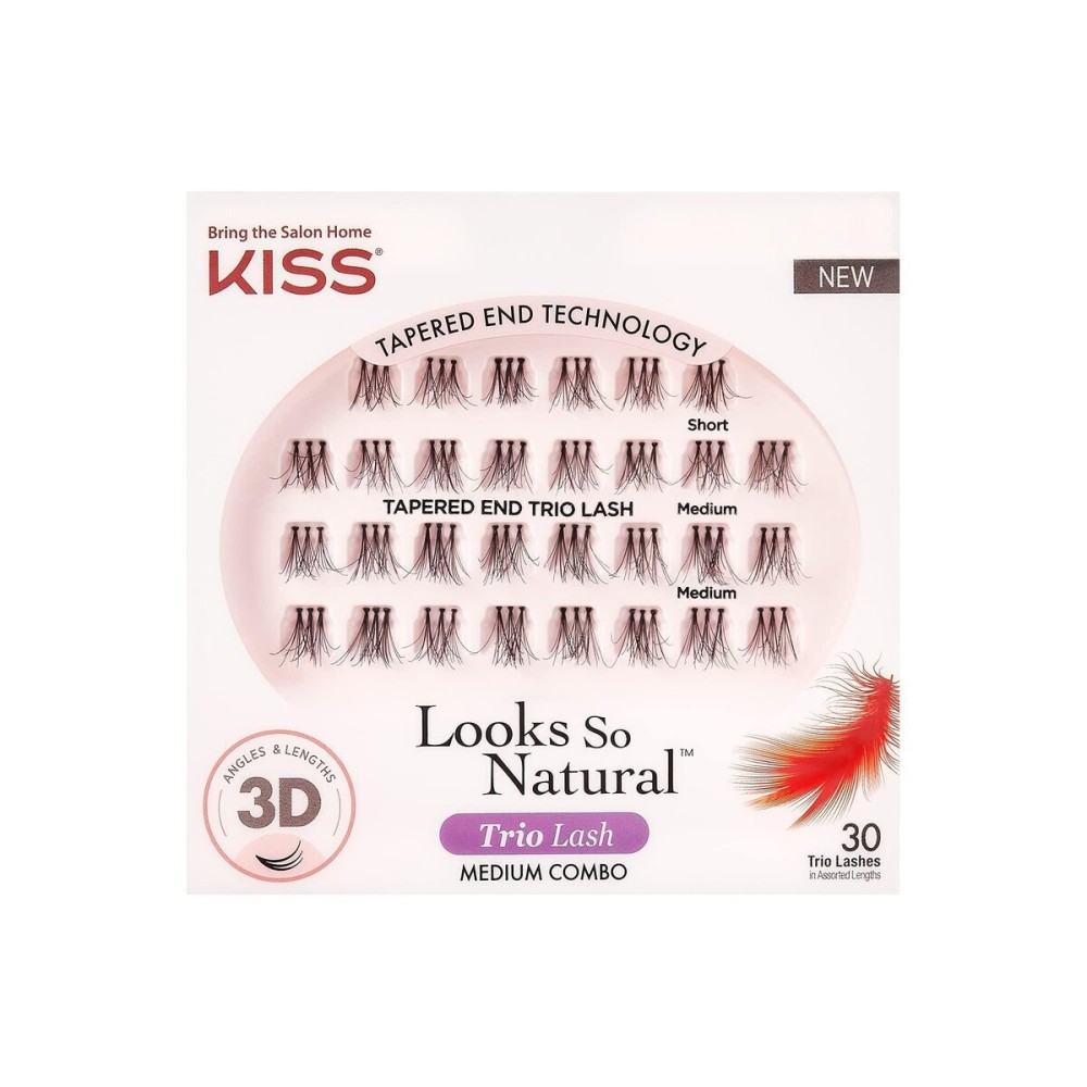 KISS Looks So Natural Trio Lash Medium Combo Pack, False Eyelashes with Tapered End Technology, 3D Lengths & Angles, Easy Grip Tray with Built-In Glue Pocket, 30 Trio Lashes in Short & Medium Lengths KISS Looks So Natural Trio Lash Medium Combo Pack, False Eyelashes with Tapered End Technology, 3D Lengths & Angles, Easy Grip Tray with Built-In Glue Pocket, 30 Trio Lashes in Short & Medium Lengths
