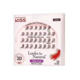 KISS Looks So Natural Trio Lash Medium Combo Pack, False Eyelashes with Tapered End Technology, 3D Lengths & Angles, Easy Grip Tray with Built-In Glue Pocket, 30 Trio Lashes in Short & Medium Lengths KISS Looks So Natural Trio Lash Medium Combo Pack, False Eyelashes with Tapered End Technology, 3D Lengths & Angles, Easy Grip Tray with Built-In Glue Pocket, 30 Trio Lashes in Short & Medium Lengths
