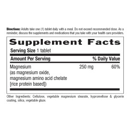 Country Life Chelated Magnesium 250mg - Supports Heart, Bone & Muscle Health, Vegan-Friendly Magnesium Supplement with Magnesium Oxide and Amino Acid Chelate, Gluten-Free