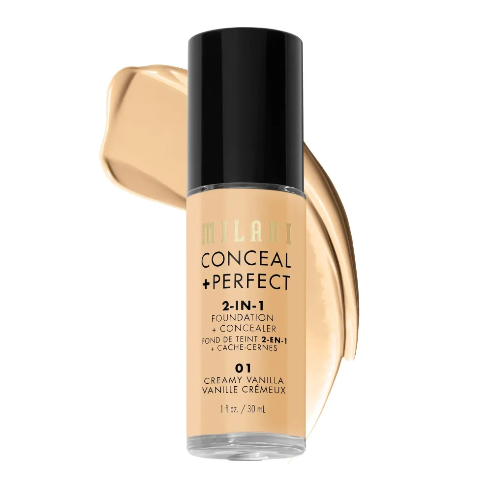 Milani Conceal + Perfect 2-in-1 Foundation + Concealer - Creamy Vanilla (1 Fl. Oz.) Cruelty-Free Liquid Foundation - Cover Under-Eye Circles, Blemishes & Skin Discoloration for a Flawless Complexion Milani Conceal + Perfect 2-in-1 Foundation + Concealer - Creamy Vanilla (1 Fl. Oz.) Cruelty-Free Liquid Foundation - Cover Under-Eye Circles, Blemishes & Skin Discoloration for a Flawless Complexion