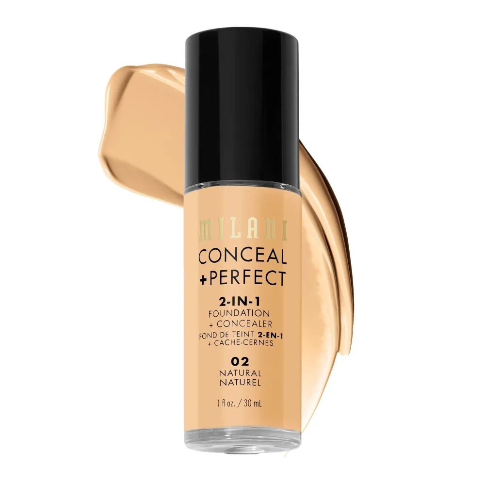 Milani Conceal + Perfect 2-in-1 Foundation + Concealer - Natural (1 Fl. Oz.) Cruelty-Free Liquid Foundation - Cover Under-Eye Circles, Blemishes & Skin Discoloration for a Flawless Complexion Milani Conceal + Perfect 2-in-1 Foundation + Concealer - Natural (1 Fl. Oz.) Cruelty-Free Liquid Foundation - Cover Under-Eye Circles, Blemishes & Skin Discoloration for a Flawless Complexion