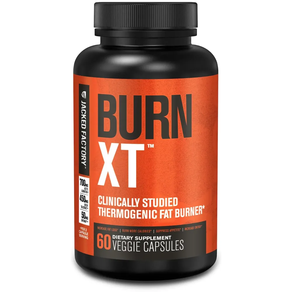 Jacked Factory Burn-XT Clinically Studied Fat Burner & Weight Loss Supplement - Appetite Suppressant & Energy Booster - with Acetyl L-Carnitine, Green Tea Extract and More - 60 Natural Diet Pills Jacked Factory Burn-XT Clinically Studied Fat Burner & Weight Loss Supplement - Appetite Suppressant & Energy Booster - with Acetyl L-Carnitine, Green Tea Extract and More - 60 Natural Diet Pills