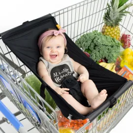 Binxy Baby Shopping Cart Hammock for Infants and Toddlers, Cart Seats for Babies, for All Car Seat Models, Grocery Cart Hammock for Baby, Capacity of up to 50 lbs, Black