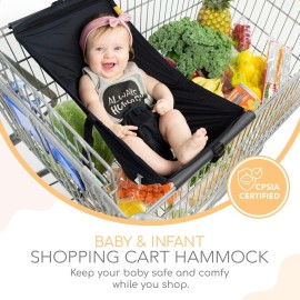 Binxy Baby Shopping Cart Hammock for Infants and Toddlers, Cart Seats for Babies, for All Car Seat Models, Grocery Cart Hammock for Baby, Capacity of up to 50 lbs, Black Binxy Baby Shopping Cart Hammock for Infants and Toddlers, Cart Seats for Babies, for All Car Seat Models, Grocery Cart Hammock for Baby, Capacity of up to 50 lbs, Black