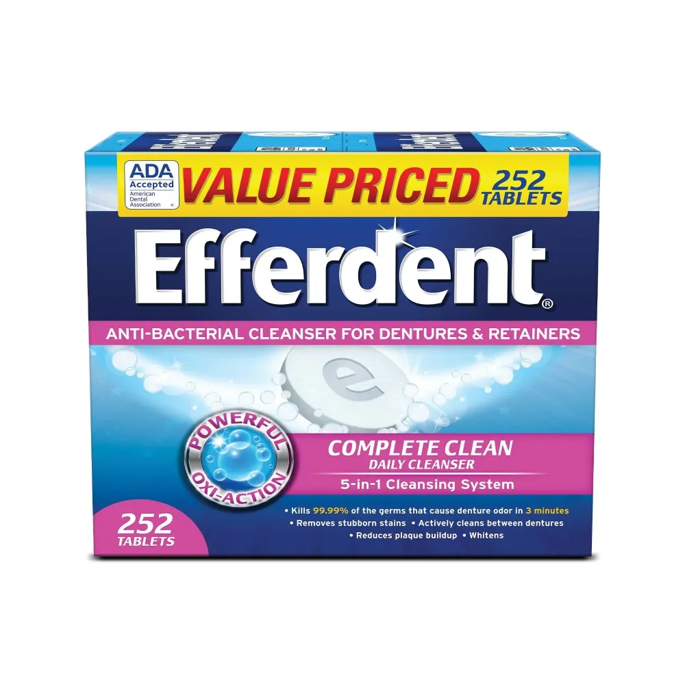 Efferdent Denture Cleanser Tablets, Complete Clean, Tablets, Multicolor, 252 Count Efferdent Denture Cleanser Tablets, Complete Clean, Tablets, Multicolor, 252 Count