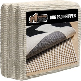 GORILLA GRIP Extra Strong Rug Pad Gripper, Grips Keep Area Rugs Safe and in Place, Thick, Slip and Skid Resistant Pads for Hard Floors Under Carpet Mat Cushion and Hardwood Floor Protection 2x3 FT