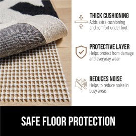 GORILLA GRIP Extra Strong Rug Pad Gripper, Grips Keep Area Rugs Safe and in Place, Thick, Slip and Skid Resistant Pads for Hard Floors Under Carpet Mat Cushion and Hardwood Floor Protection 2x3 FT GORILLA GRIP Extra Strong Rug Pad Gripper, Grips Keep Area Rugs Safe and in Place, Thick, Slip and Skid Resistant Pads for Hard Floors Under Carpet Mat Cushion and Hardwood Floor Protection 2x3 FT