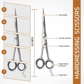 Utopia Care Hair Cutting and Hairdressing Scissors 6.5 Inch, Premium Stainless Steel Shears with Smooth Razor and Sharp Edge Blades for Salons, Men, Women and Kids, Silver