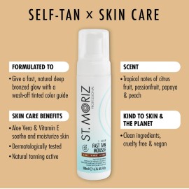 St Moriz Professional 1 Hour Fast Self Tanner Mousse, Light to Dark - Instant, Express Self Tanner Foam for a Golden, Natural Looking Fake Tan with Aloe Vera & Vitamin E - Vegan (6.76 fl oz) St Moriz Professional 1 Hour Fast Self Tanner Mousse, Light to Dark - Instant, Express Self Tanner Foam for a Golden, Natural Looking Fake Tan with Aloe Vera & Vitamin E - Vegan (6.76 fl oz)